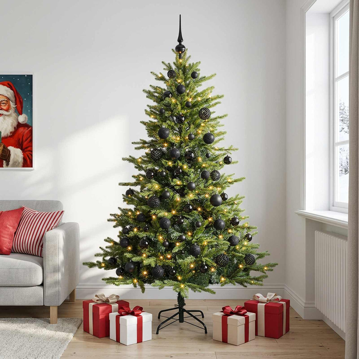 Dirbtinė Kalėdų eglutė su burbulais 180 cm 300 LED Šilta balta