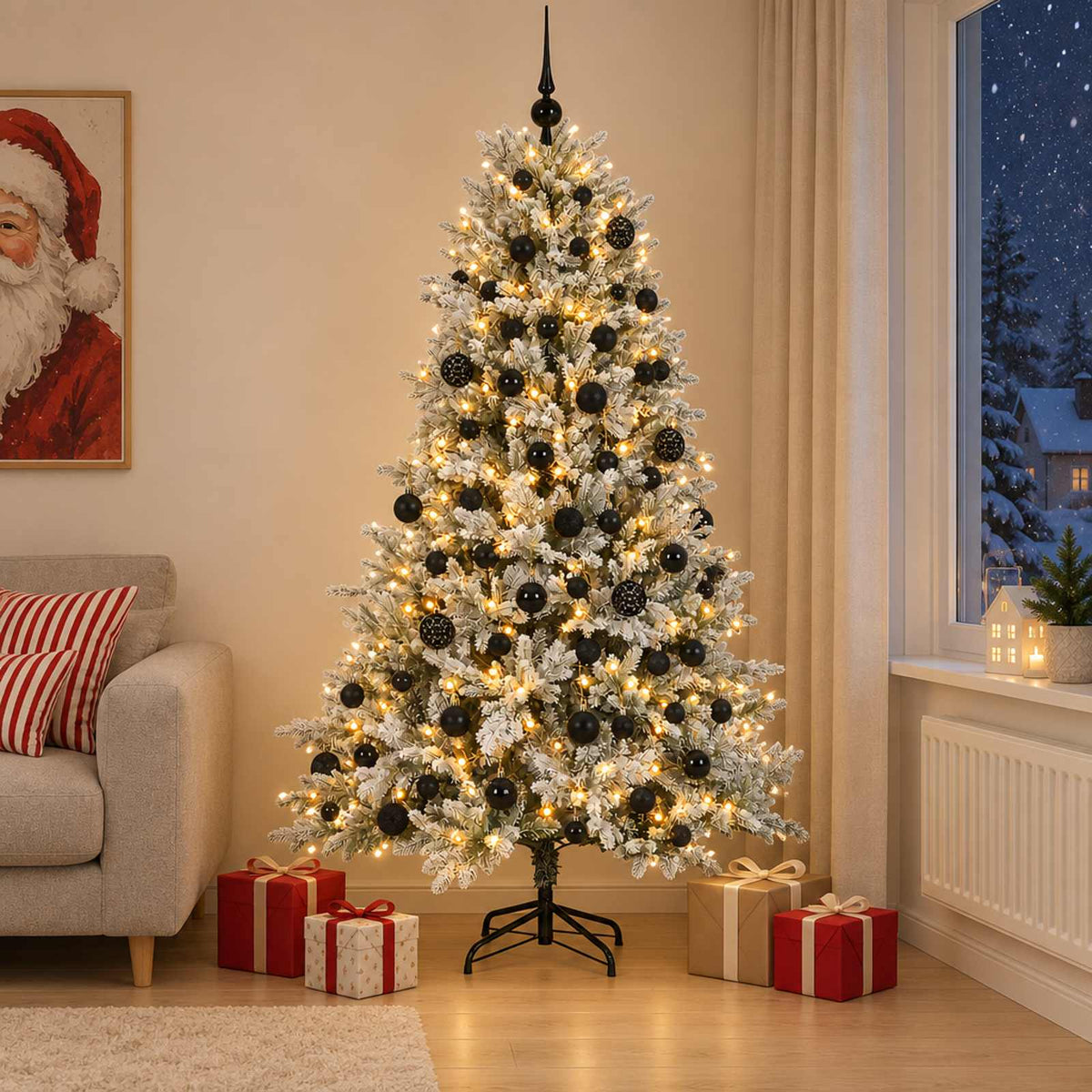 Dirbtinė Kalėdų eglutė su burbulais 180 cm 300 LED Šilta balta