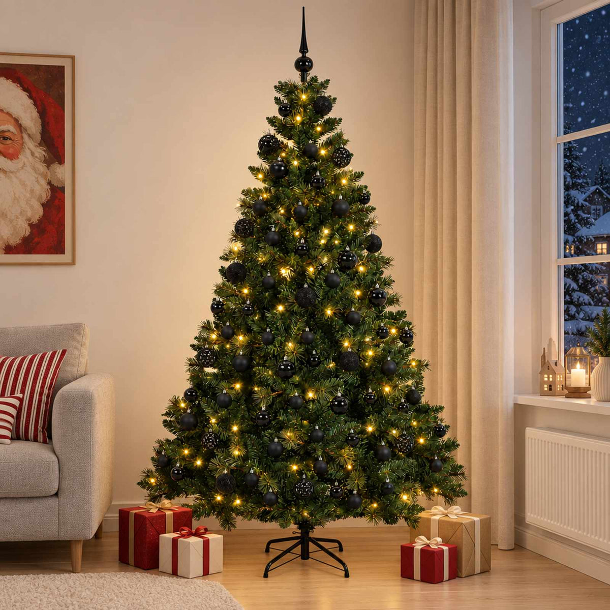 Dirbtinė Kalėdų eglutė su burbulais 210 cm 300 LED Šilta balta