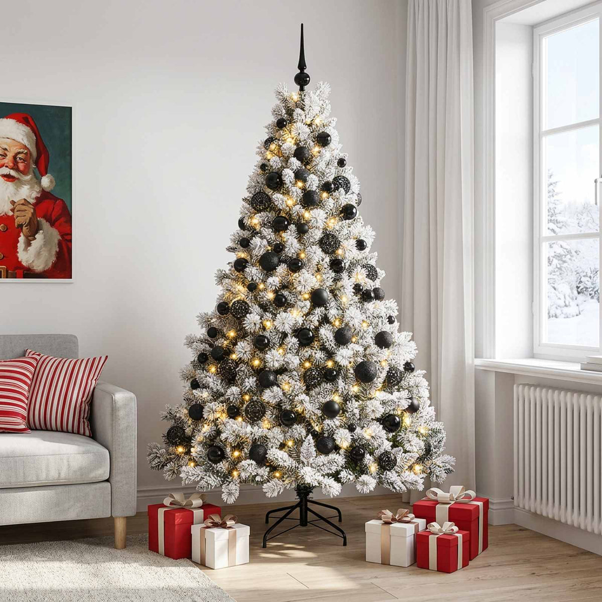 Dirbtinė Kalėdų eglutė su burbulais 210 cm 300 LED Šilta balta