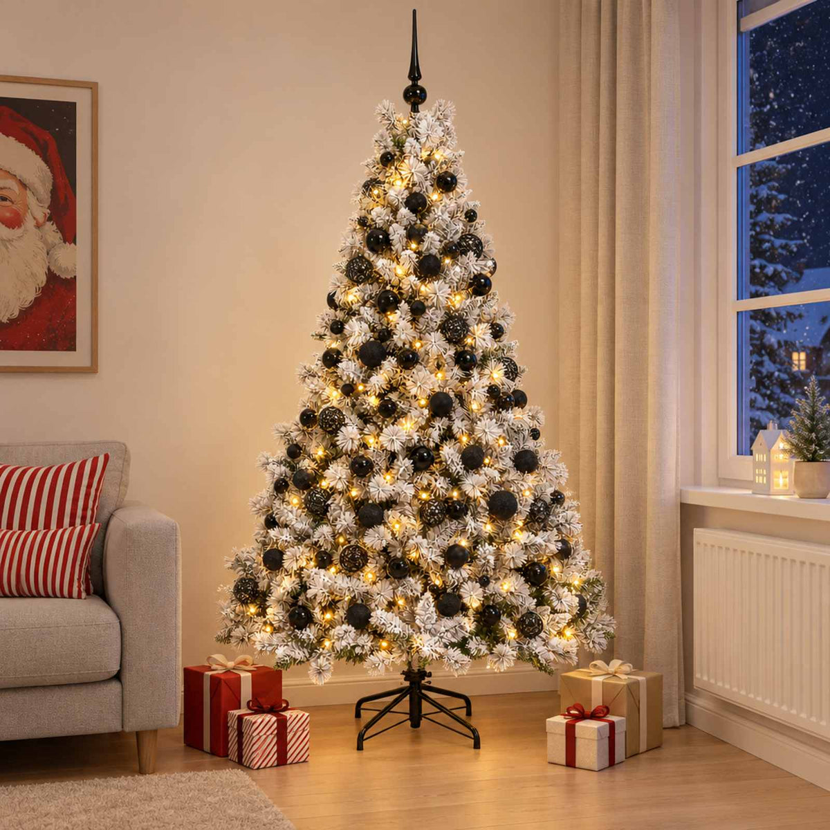 Dirbtinė Kalėdų eglutė su burbulais 210 cm 300 LED Šilta balta