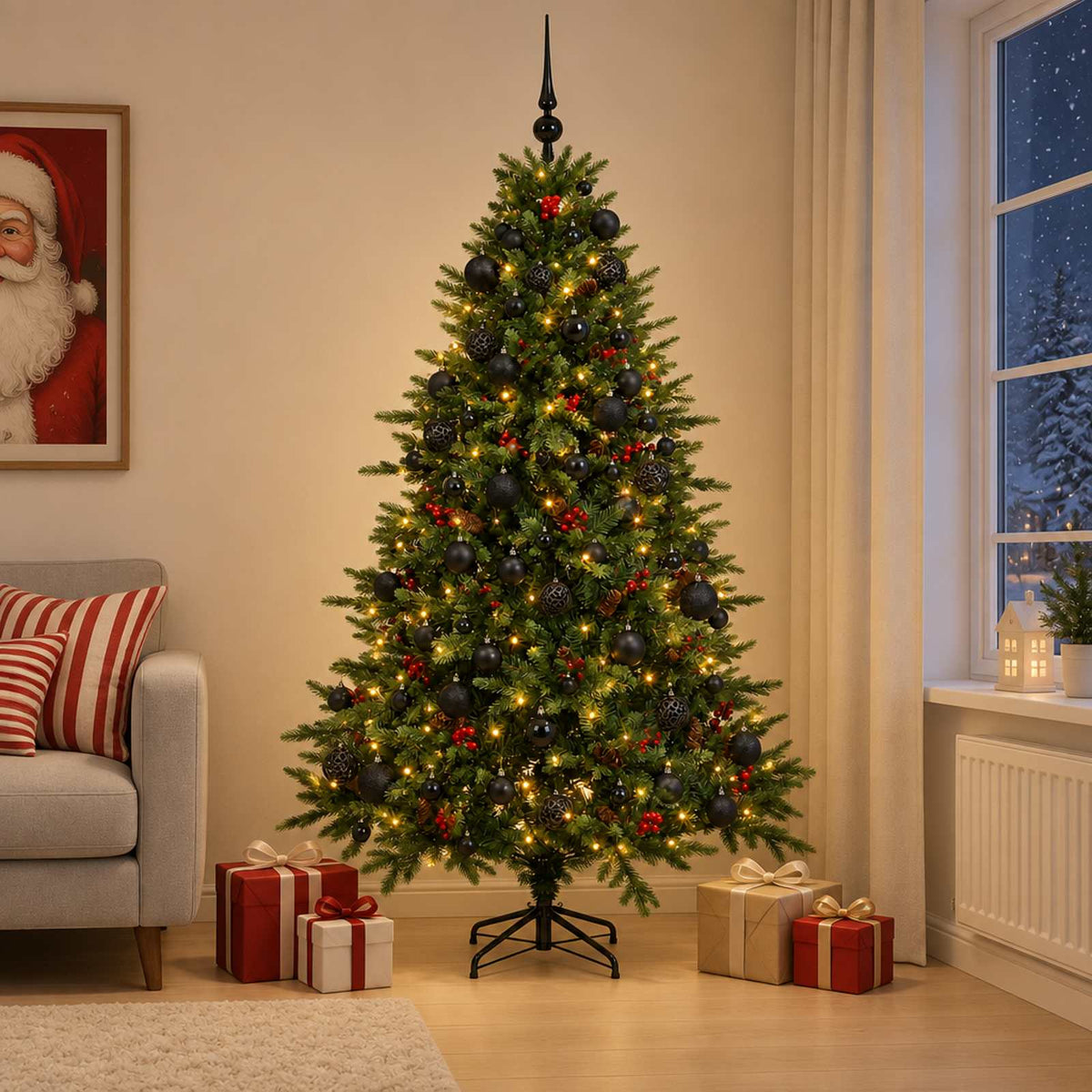 Dirbtinė kalėdinė eglutė su rutuliuku 210 cm 300 LED