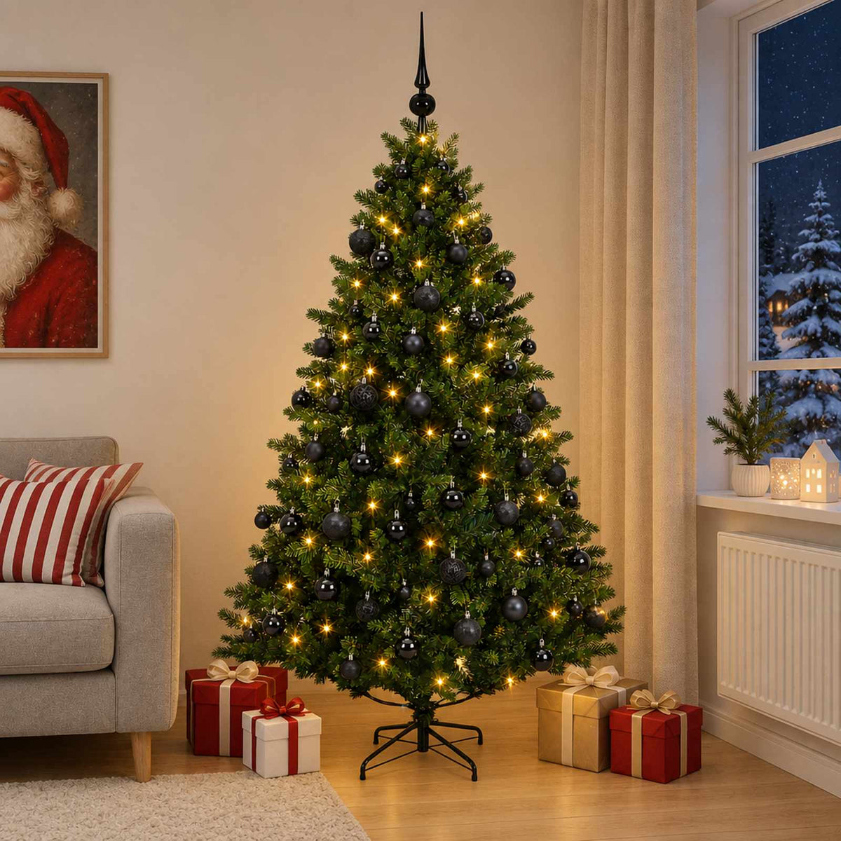 Dirbtinė Kalėdų eglutė su burbulais 240 cm 300 LED Šilta balta