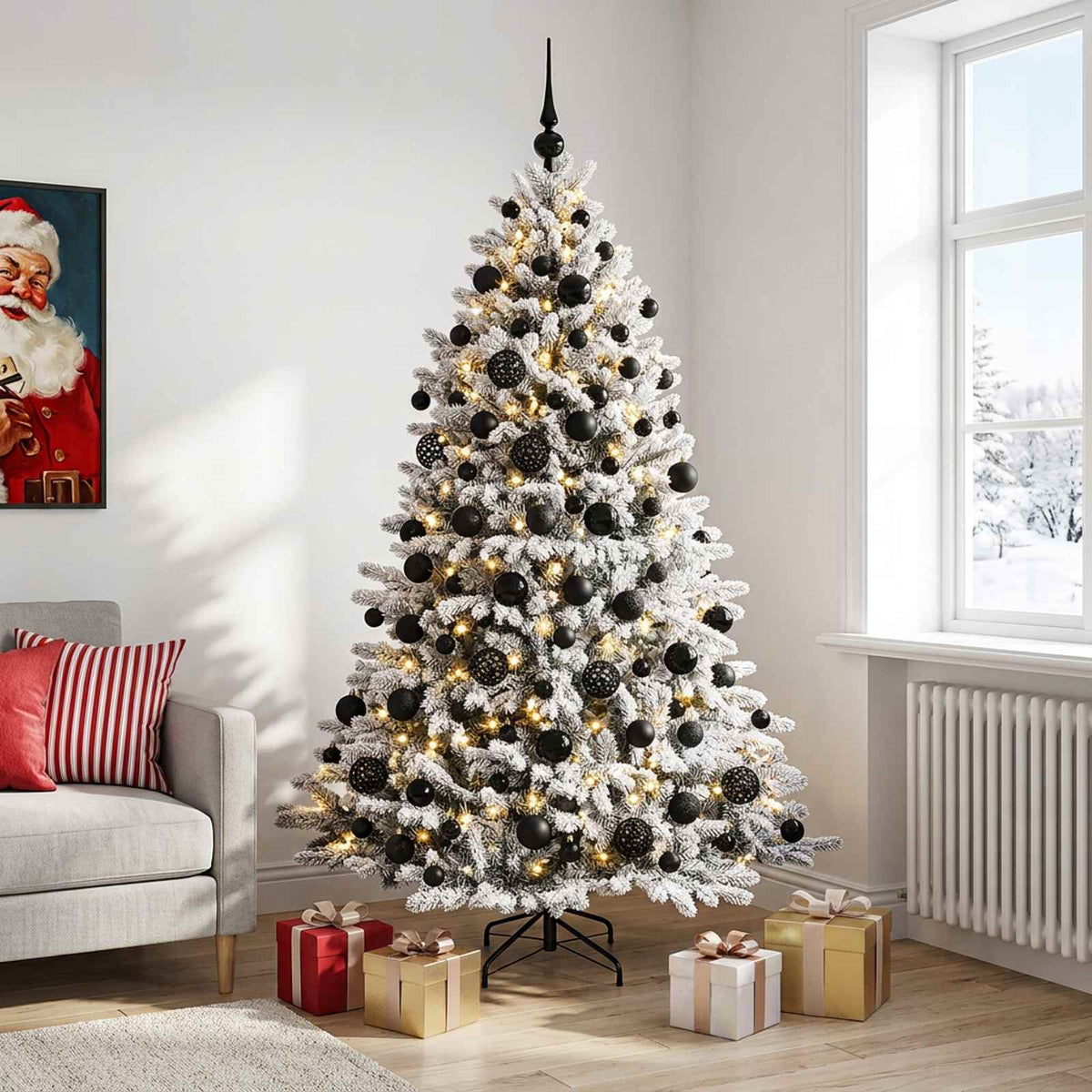 Dirbtinė Kalėdų eglutė su burbulais 210 cm 300 LED Šilta balta
