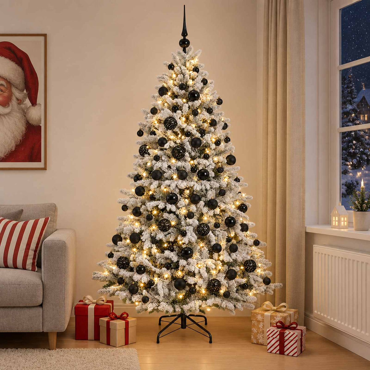 Dirbtinė Kalėdų eglutė su burbulais 210 cm 300 LED Šilta balta