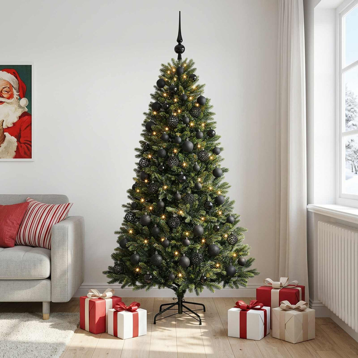 Dirbtinė Kalėdų eglutė su burbulais 180 cm 300 LED Šilta balta