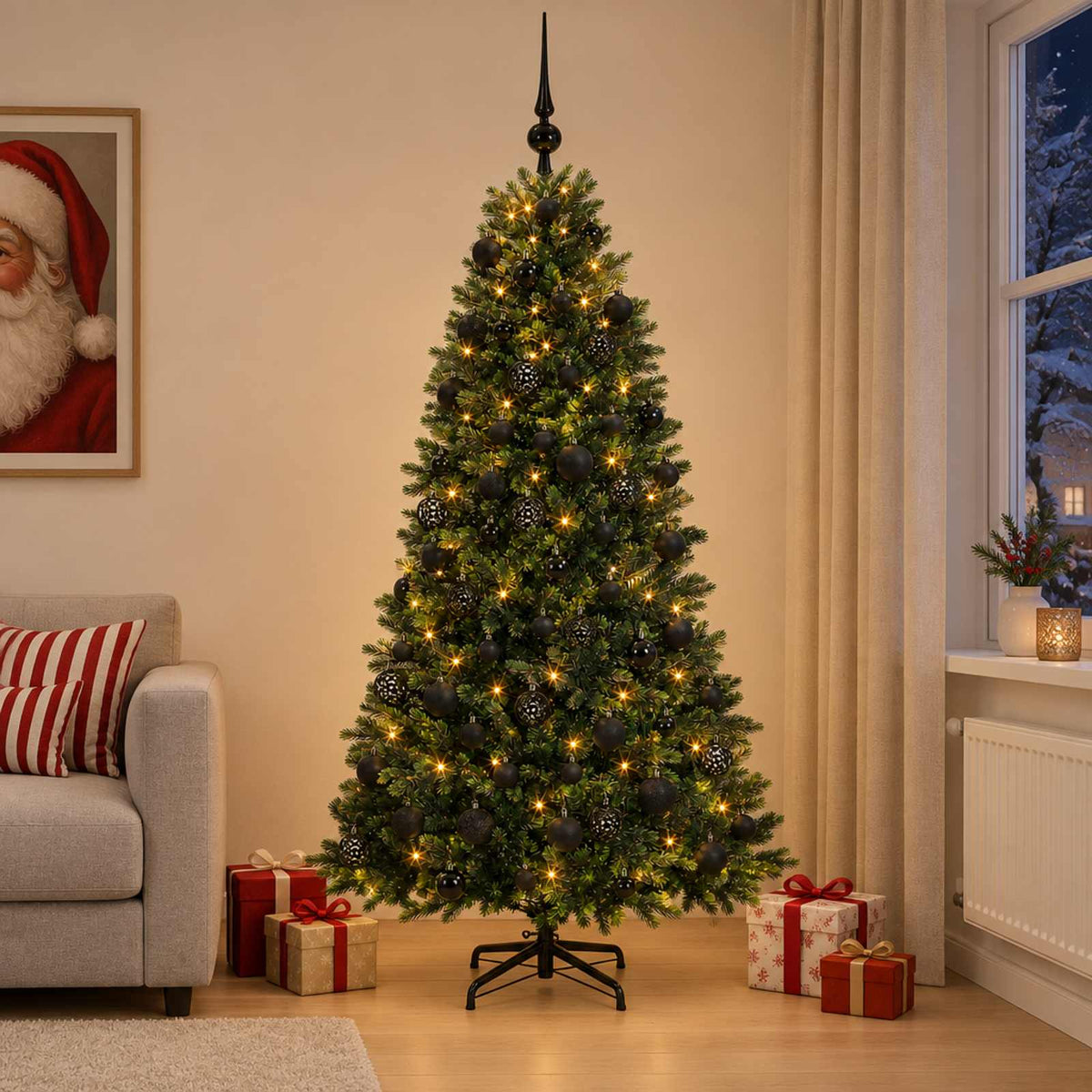 Dirbtinė Kalėdų eglutė su burbulais 240 cm 300 LED Šilta balta