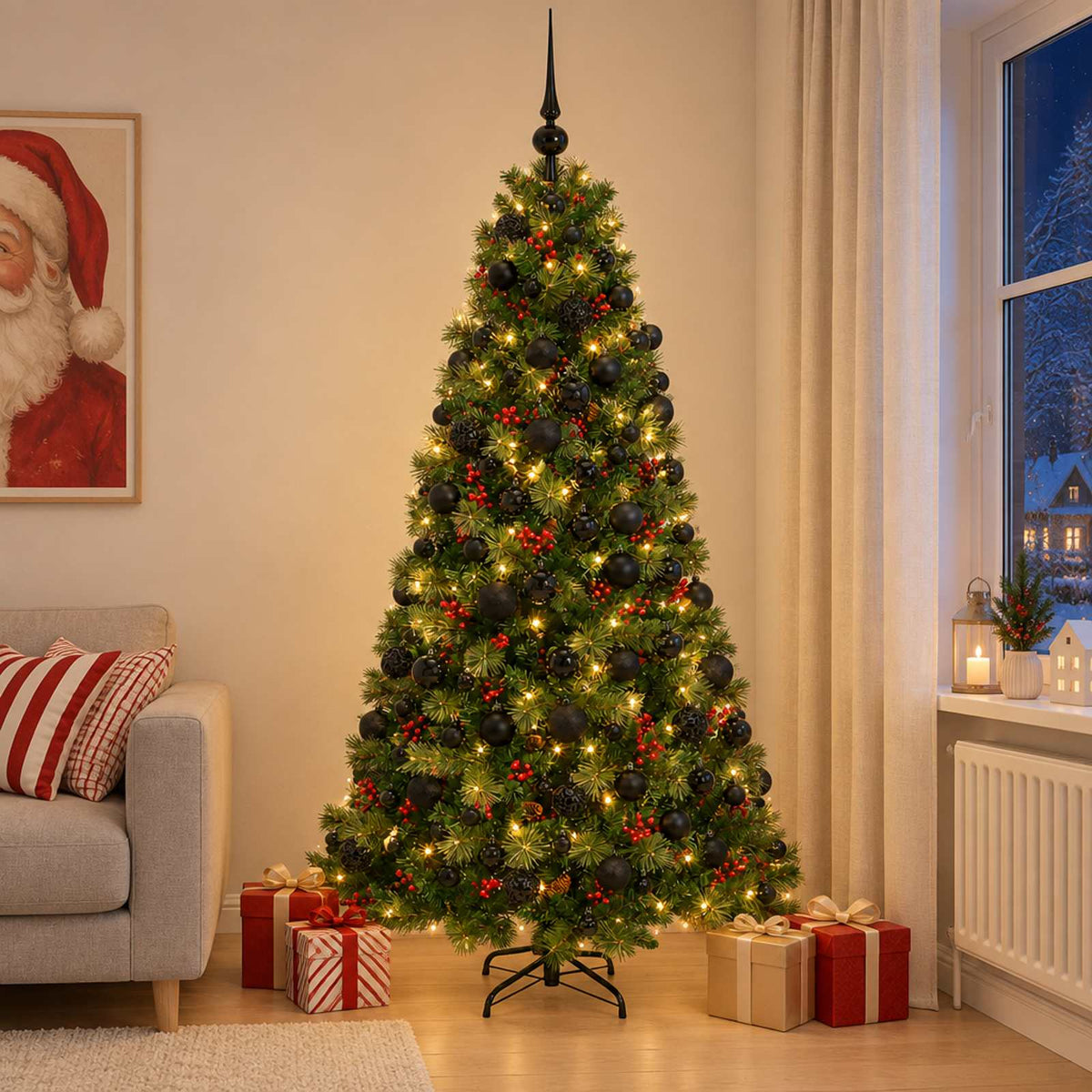 Dirbtinė kalėdinė eglutė su rutuliuku 180 cm 300 LED