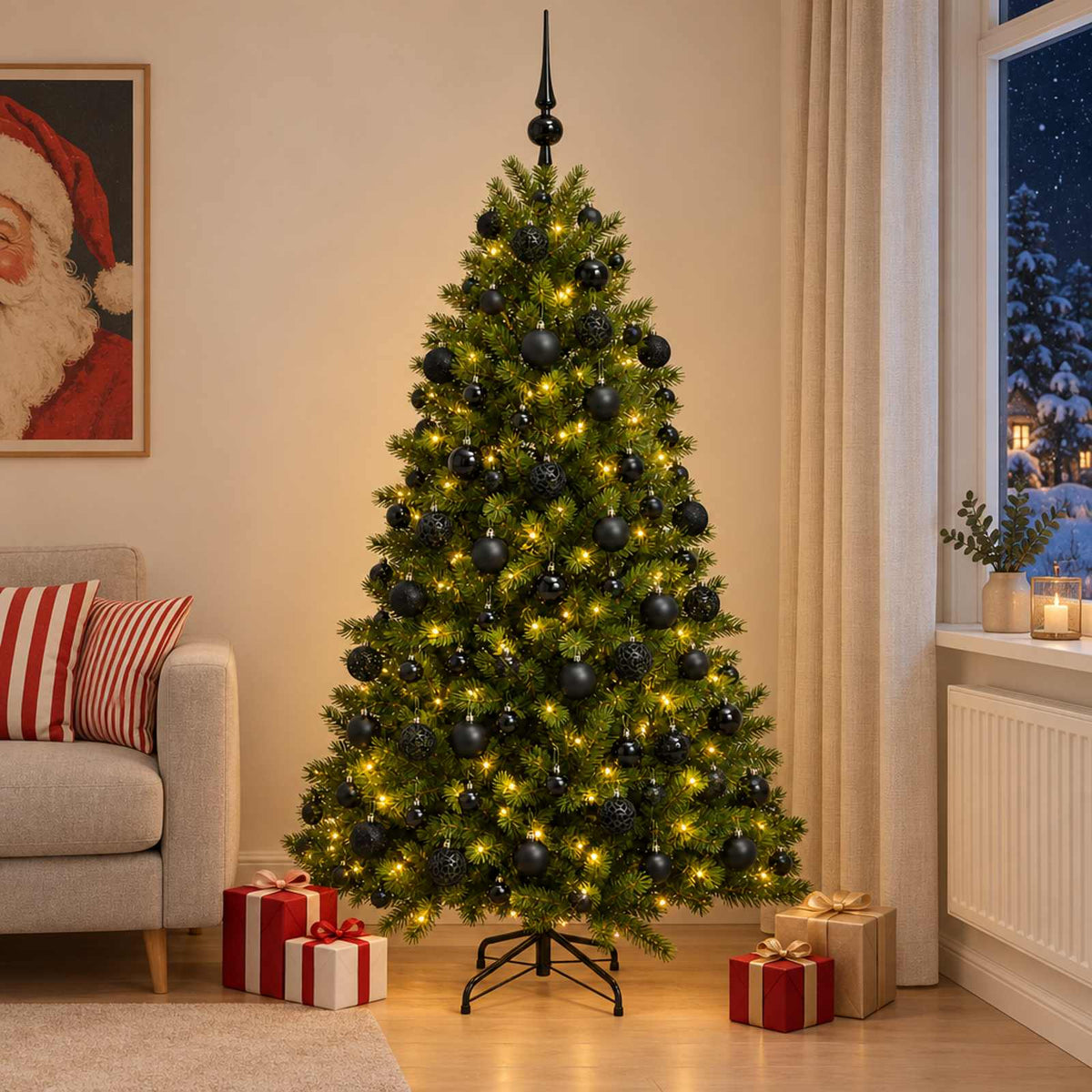 Dirbtinė Kalėdų eglutė su burbulais 180 cm 300 LED Šilta balta