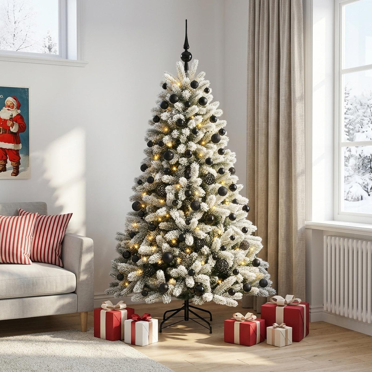 Dirbtinė Kalėdų eglutė su burbulais 210 cm 300 LED Šilta balta