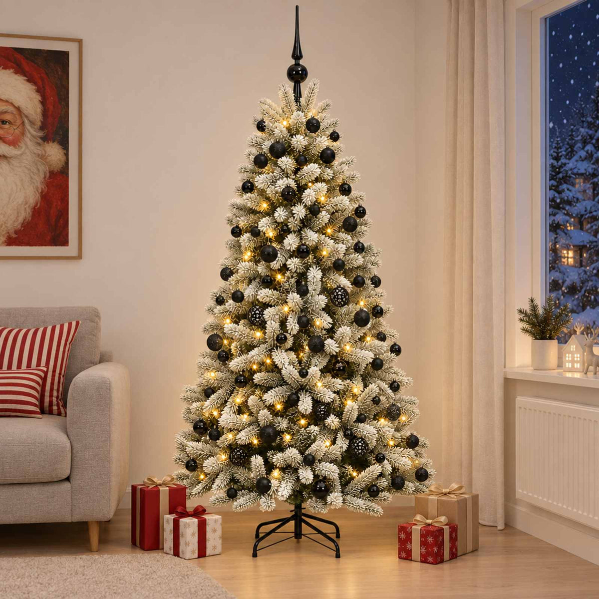 Dirbtinė Kalėdų eglutė su burbulais 210 cm 300 LED Šilta balta