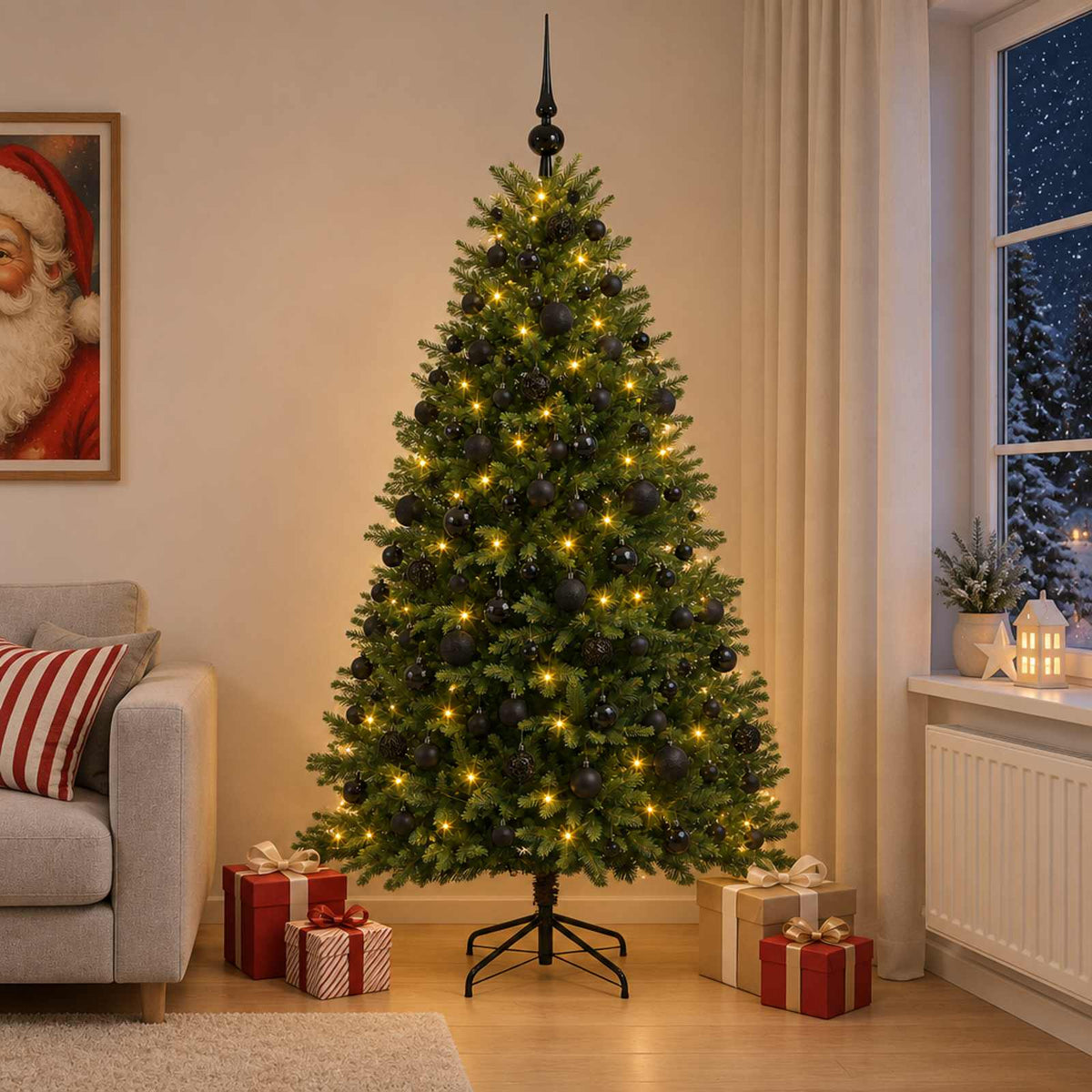 Dirbtinė Kalėdų eglutė su burbulais 210 cm 300 LED Šilta balta