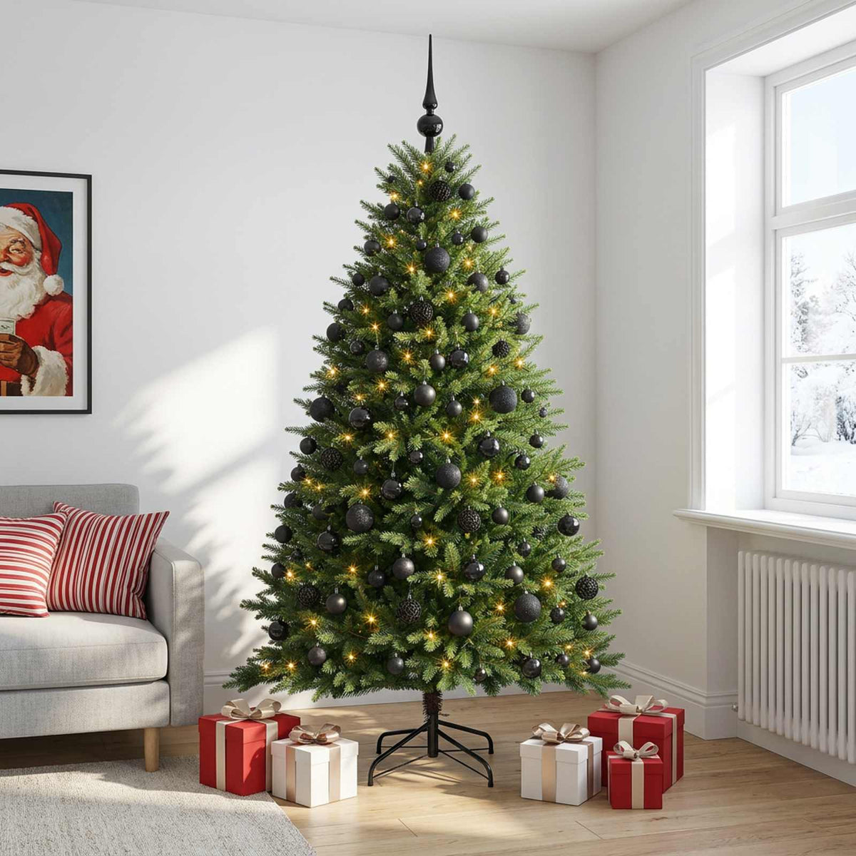 Dirbtinė Kalėdų eglutė su burbulais 180 cm 300 LED Šilta balta
