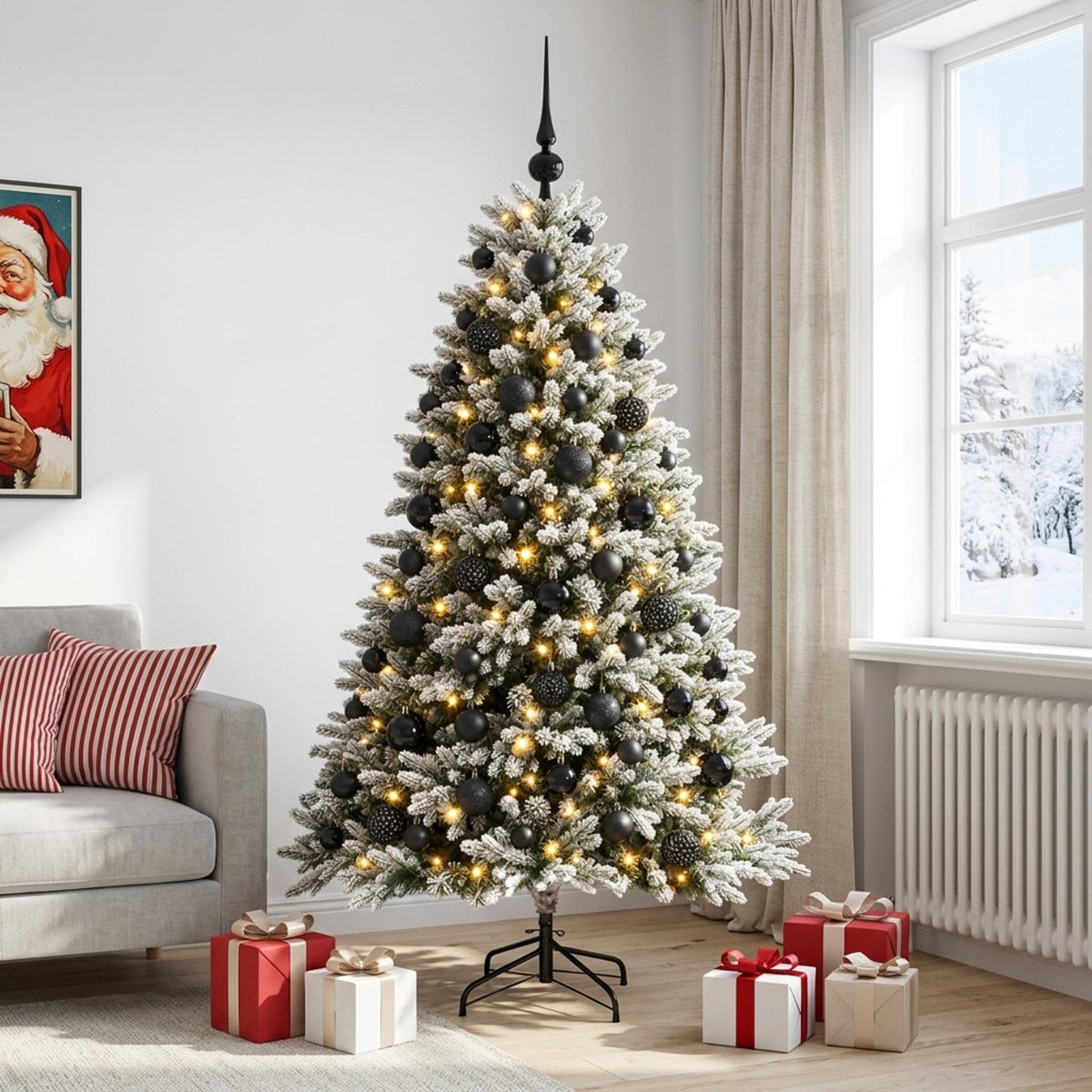 Dirbtinė Kalėdų eglutė su burbulais 180 cm 300 LED Šilta balta