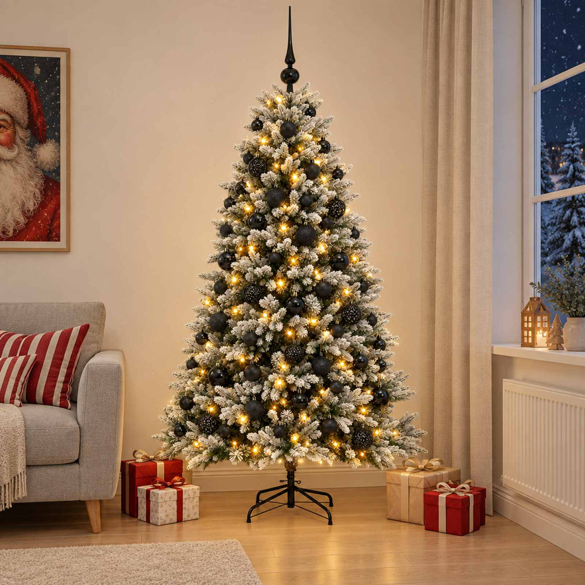 Dirbtinė Kalėdų eglutė su burbulais 180 cm 300 LED Šilta balta