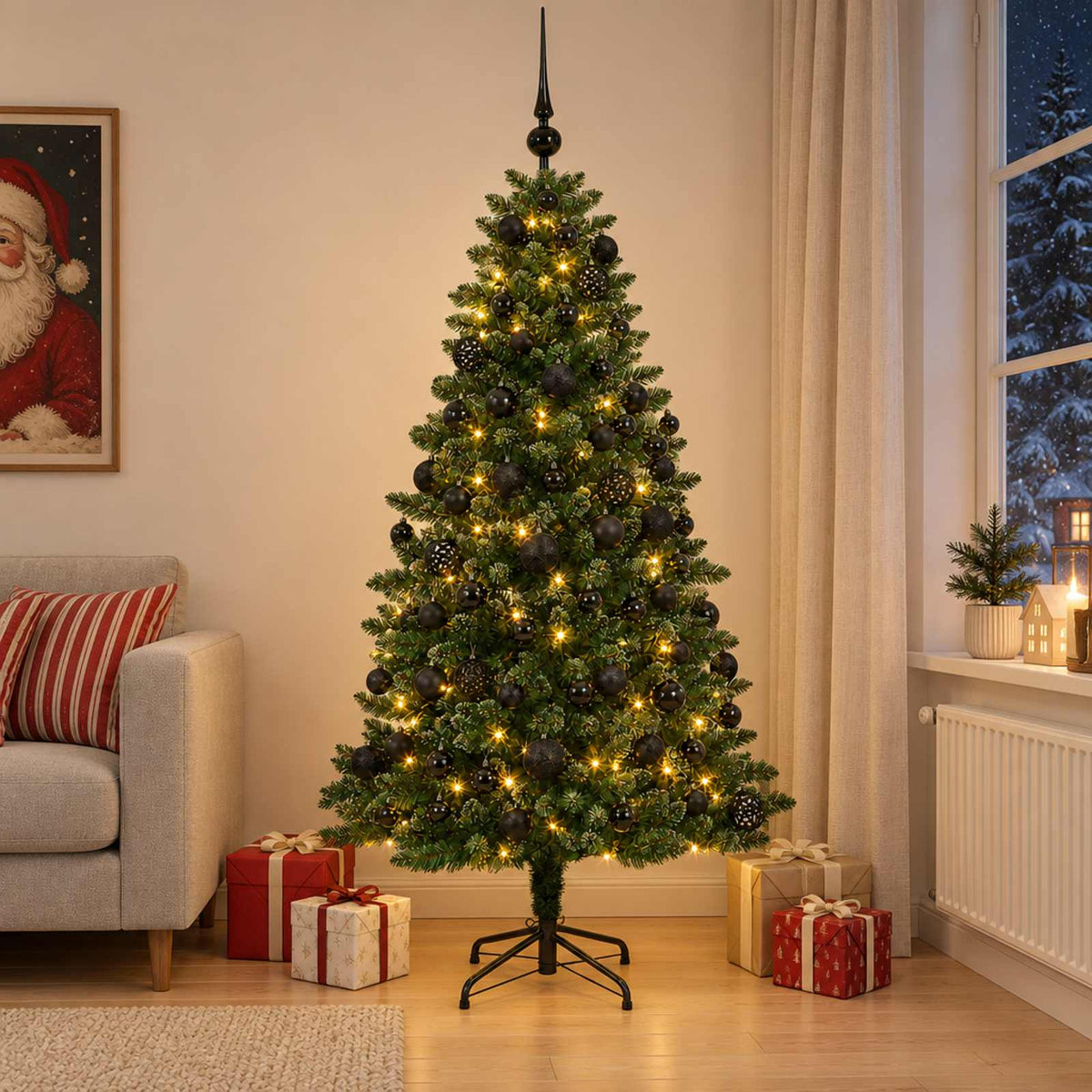 Dirbtinė Kalėdų eglutė su burbulais 180 cm 300 LED Šilta balta