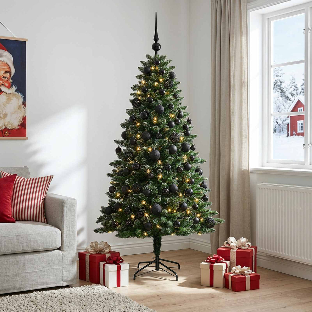 Dirbtinė Kalėdų eglutė su burbulais 180 cm 300 LED Šilta balta