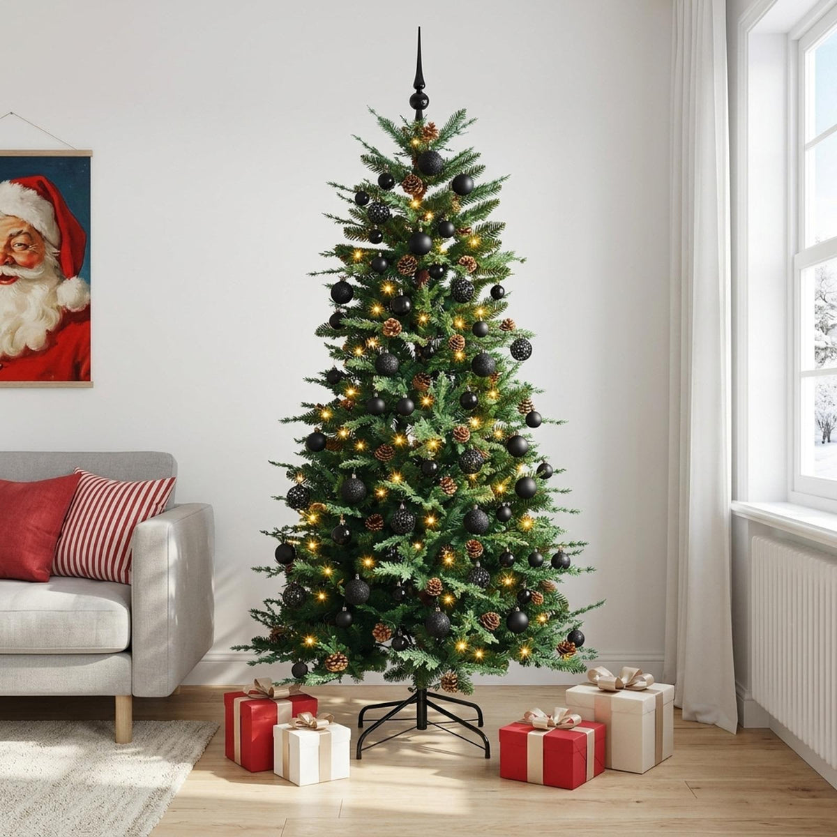 Dirbtinė kalėdinė eglutė su rutuliuku 210 cm 300 LED