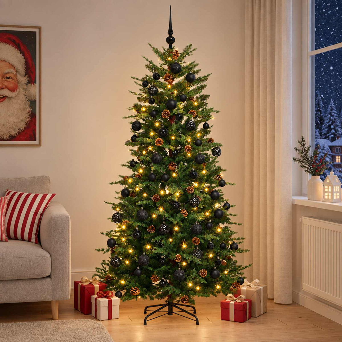 Dirbtinė kalėdinė eglutė su rutuliuku 210 cm 300 LED