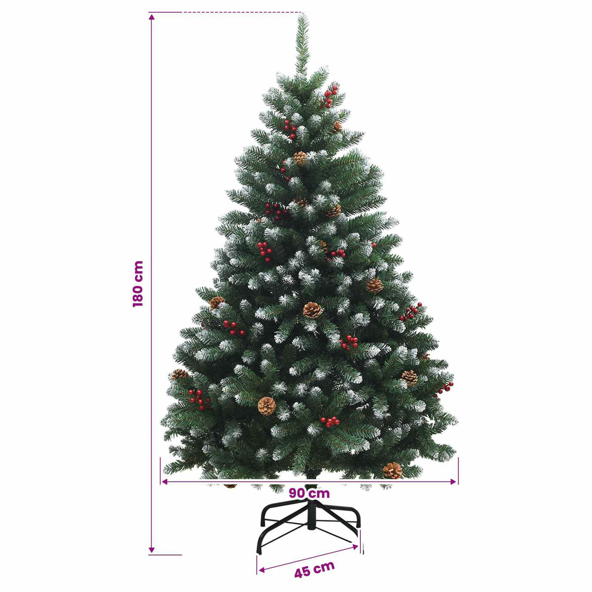 Dirbtinė žalia Kalėdų eglutė su žaisliukais 180 cm 300 LED