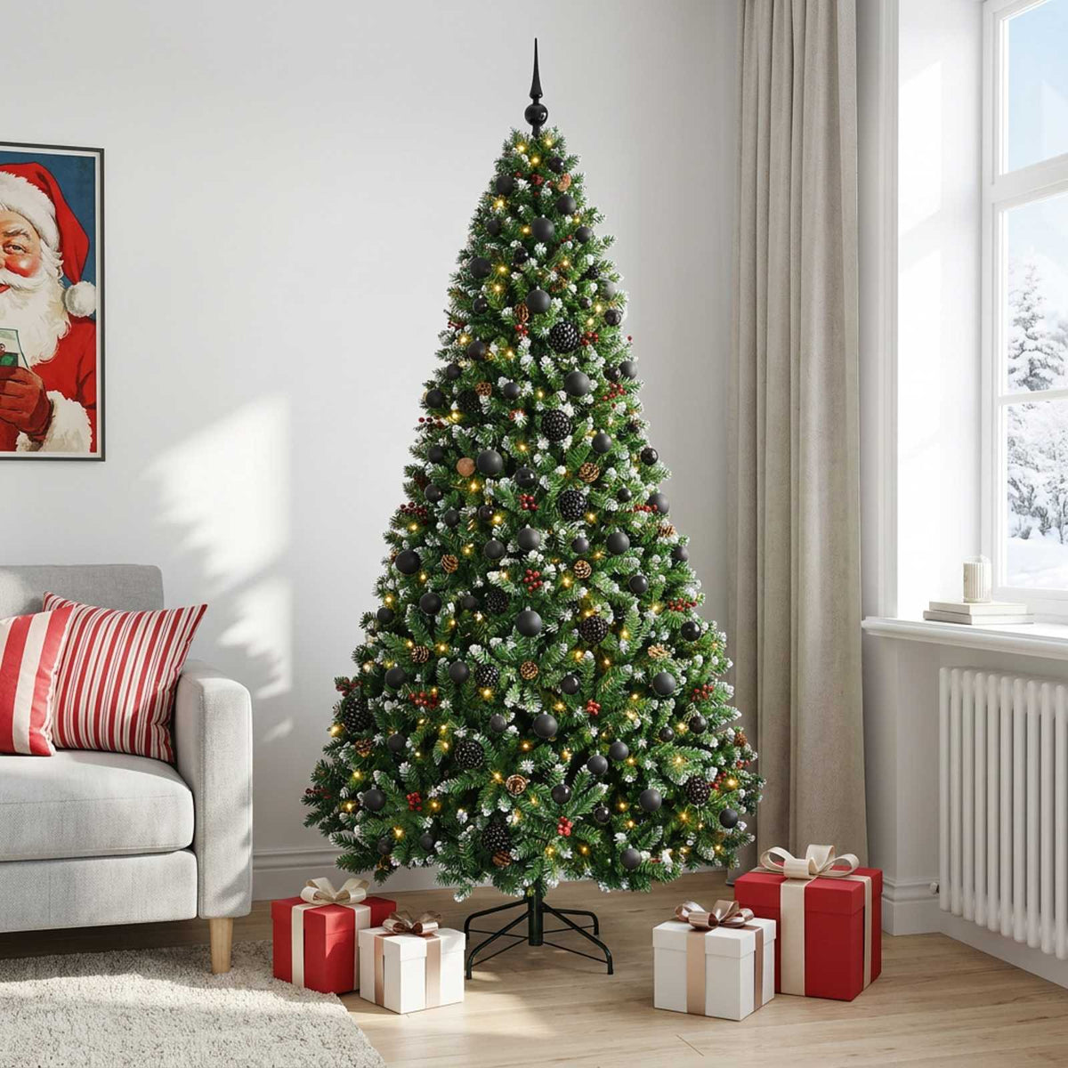 Dirbtinė kalėdinė eglutė, žalia su žaisliukais 210 cm 300 LED