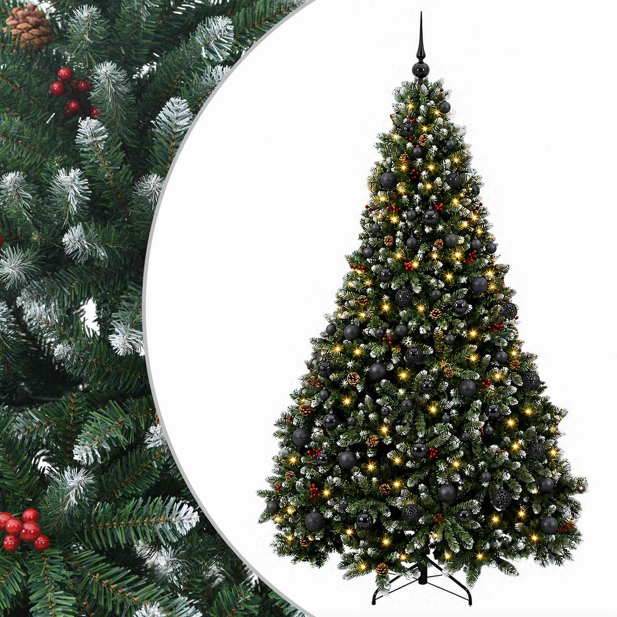 Dirbtinė žalia Kalėdų eglutė su žaisliukais 210 cm 300 LED