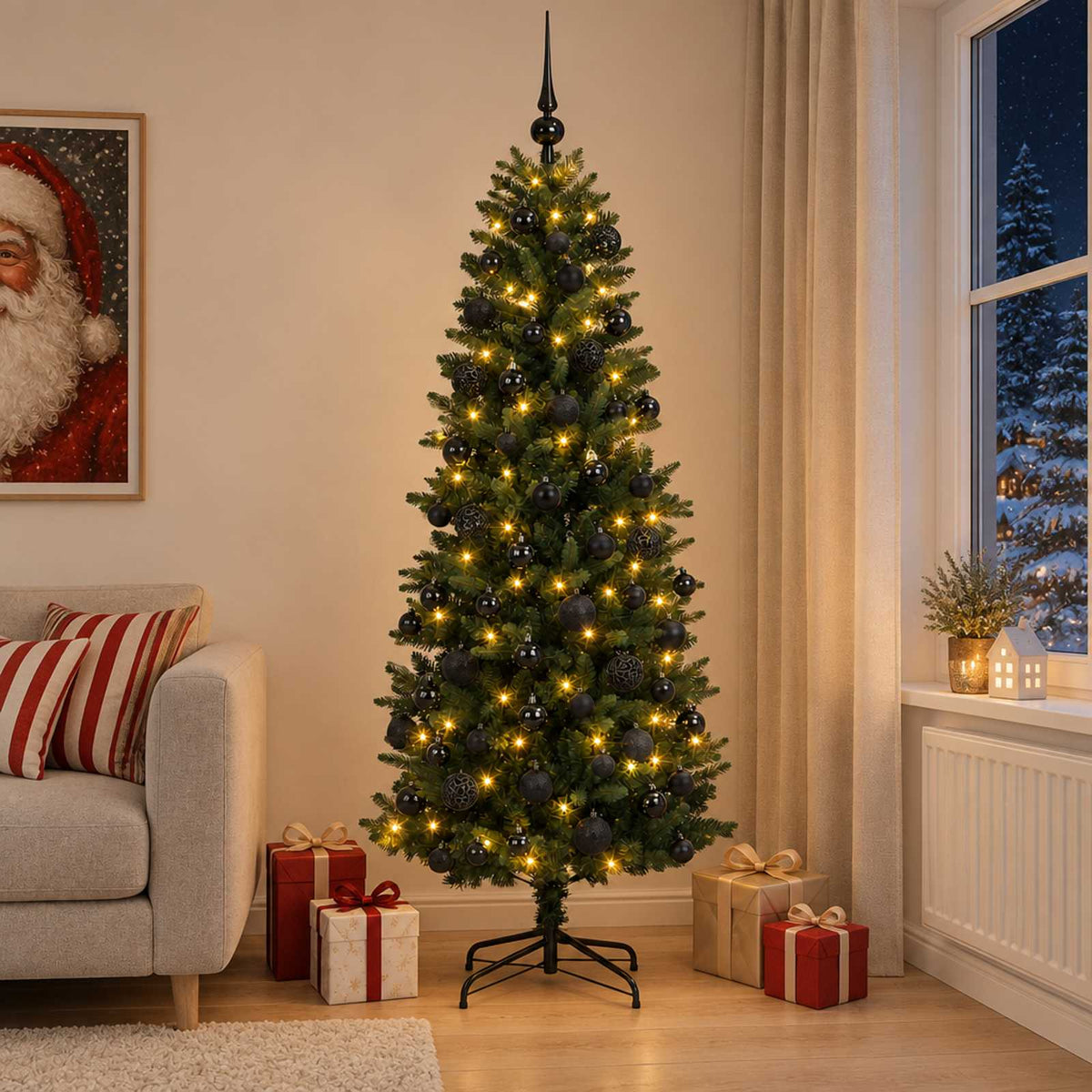 Dirbtinė Kalėdų eglutė su burbulais 180 cm 300 LED Šilta balta