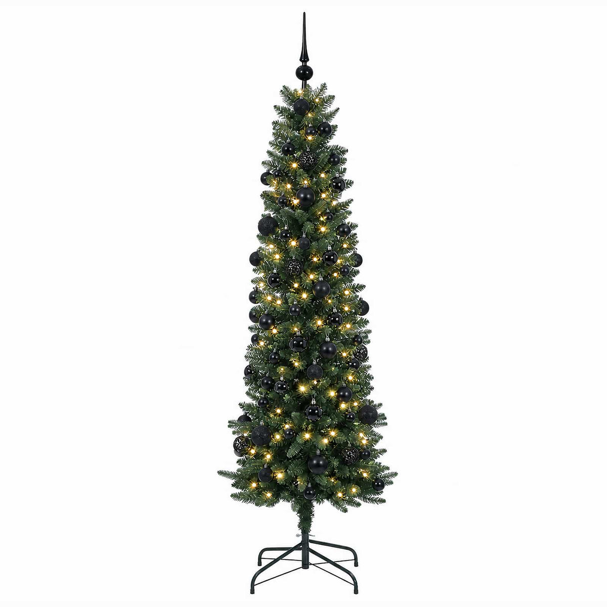 Dirbtinė siaura kalėdinė eglutė su žaisliuku 180 cm 300 LED