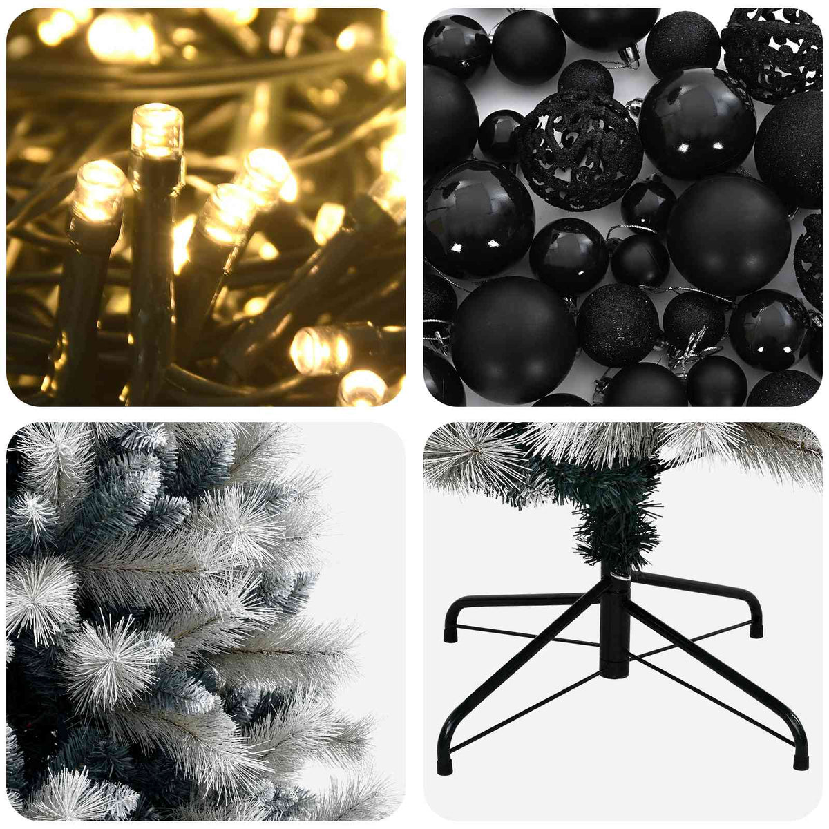 Dirbtinė eglutė su lankstomomis šakomis ir bumbulais 210 cm