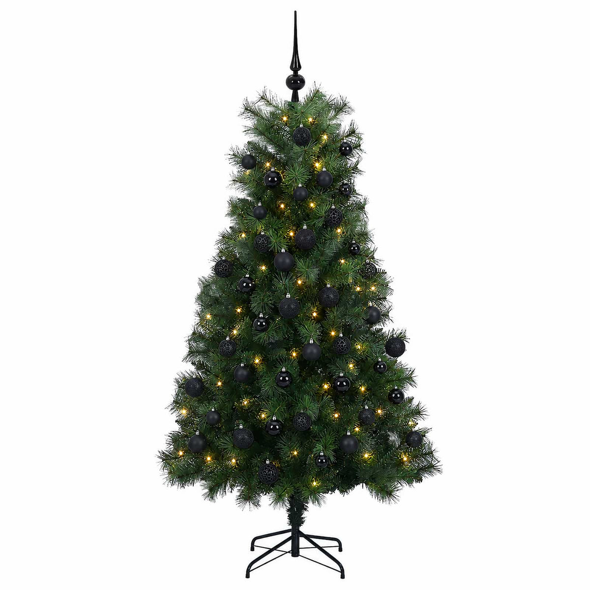 Dirbtinė eglutė su lankstomomis šakomis ir bumbulais 210 cm