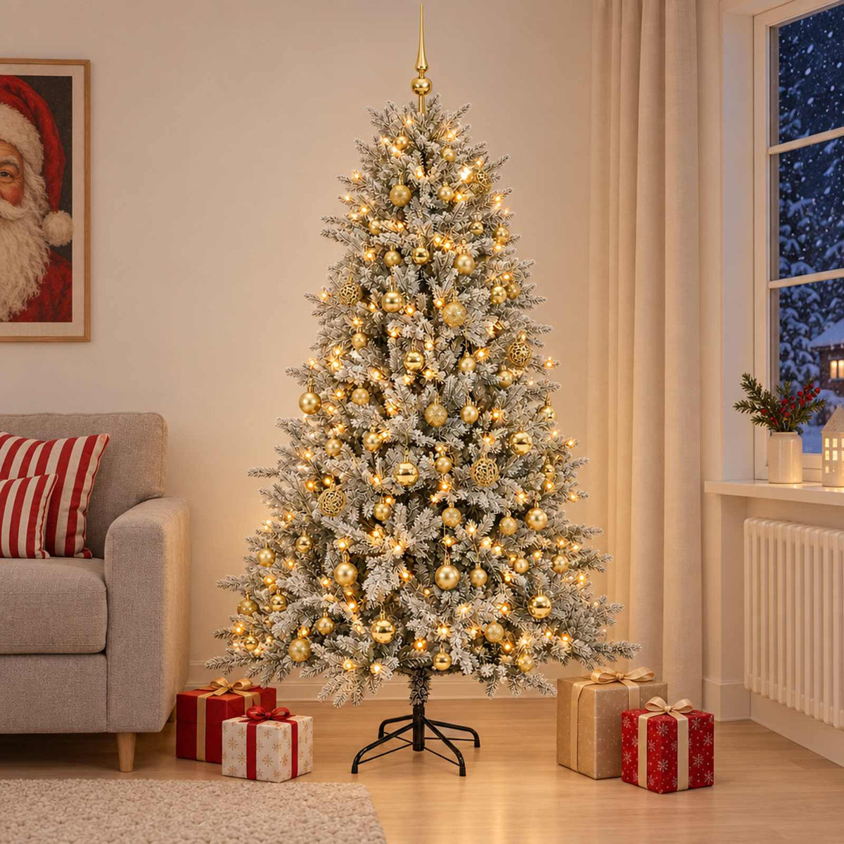 Dirbtinė Kalėdų eglutė su burbulais 240 cm 300 LED Šilta balta