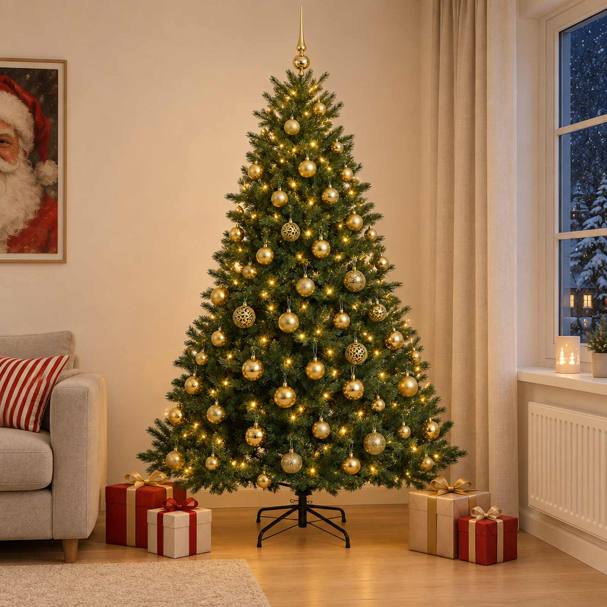 Dirbtinė kalėdinė eglutė su rutuliuku 210 cm 300 LED