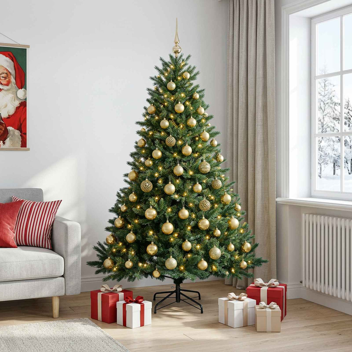 Dirbtinė kalėdinė eglutė su rutuliuku 210 cm 300 LED
