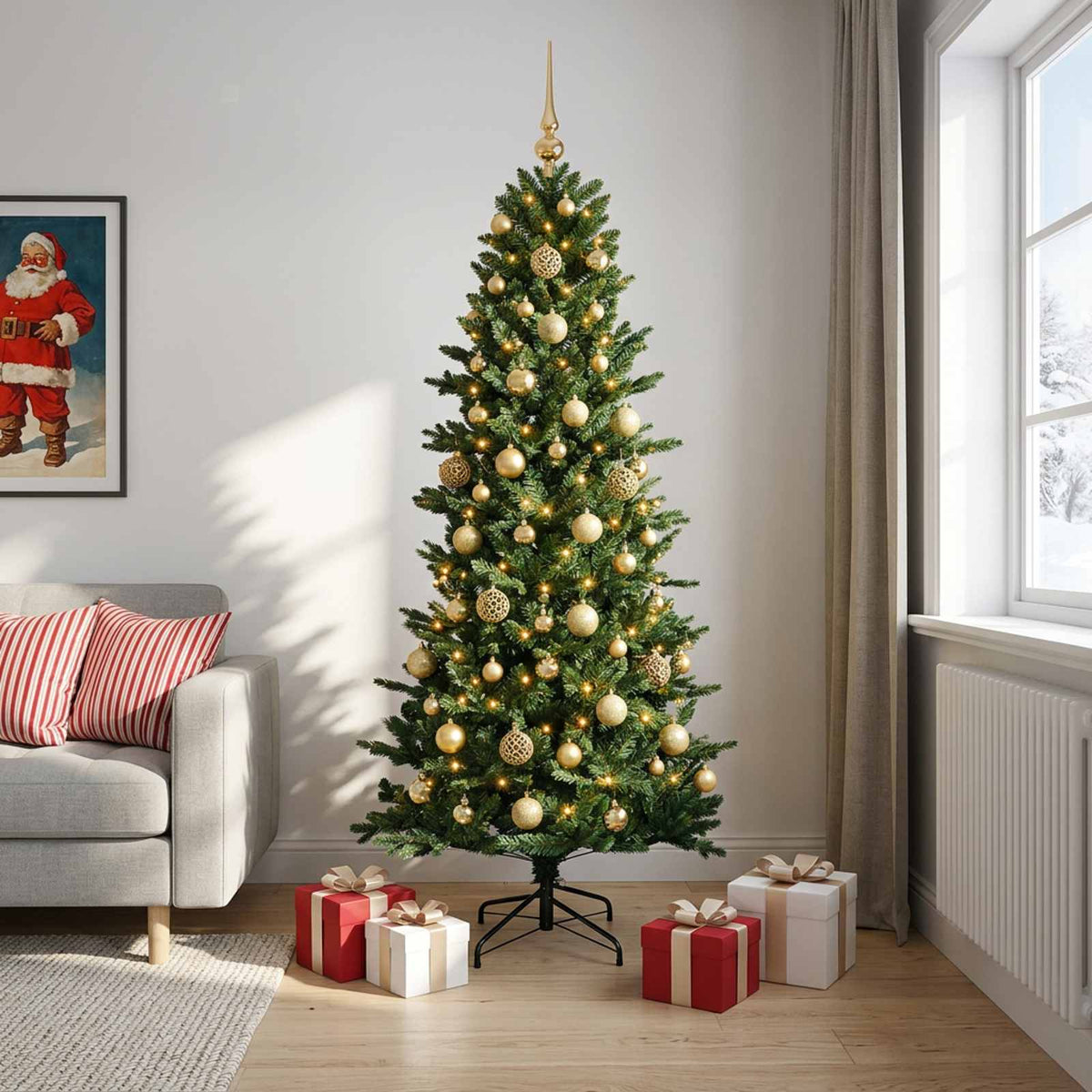 Dirbtinė kalėdinė eglutė su rutuliuku 210 cm 300 LED