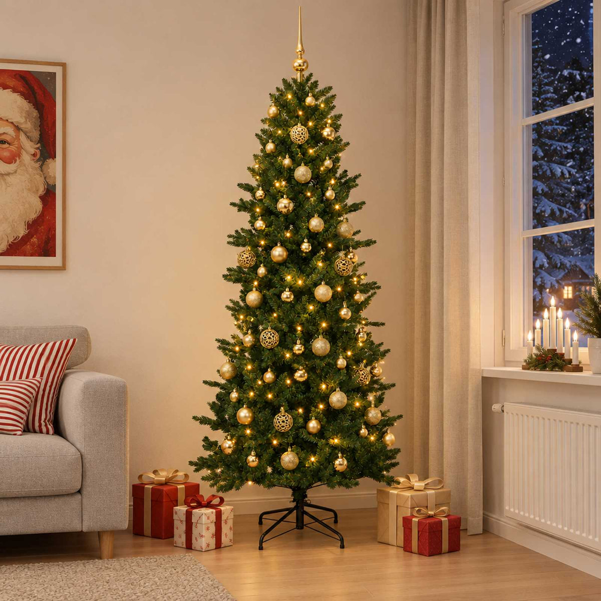 Dirbtinė kalėdinė eglutė su rutuliuku 210 cm 300 LED
