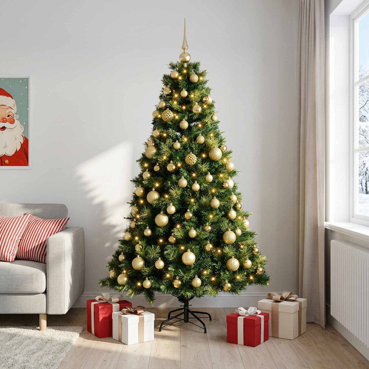 Dirbtinė kalėdinė eglutė su rutuliuku 180 cm 300 LED