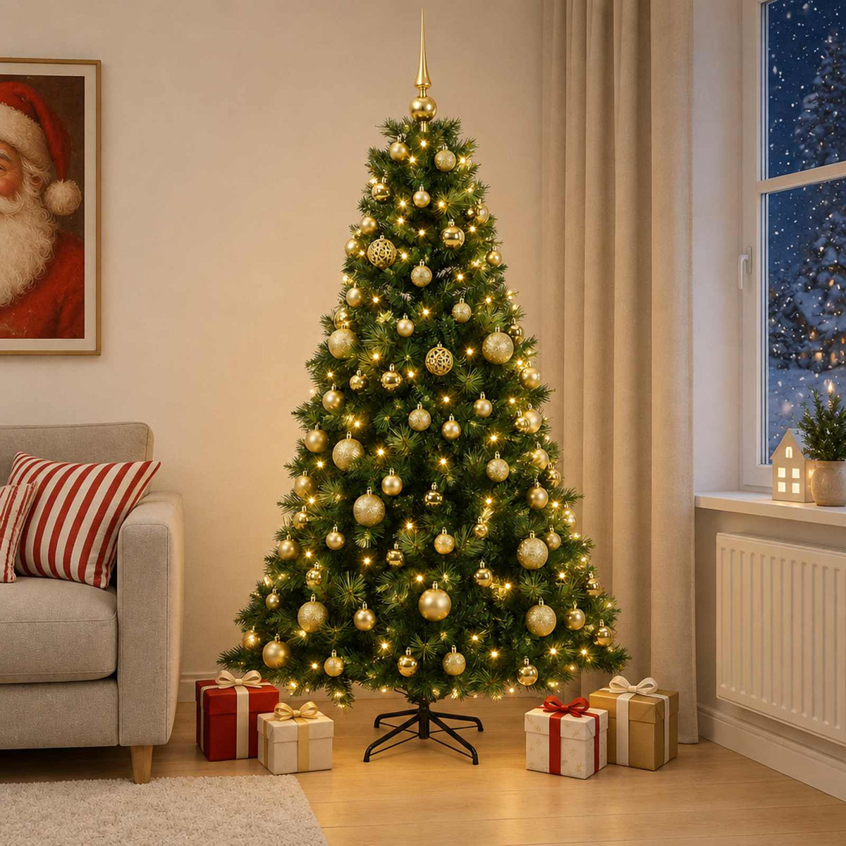 Dirbtinė kalėdinė eglutė su rutuliuku 240 cm 300 LED