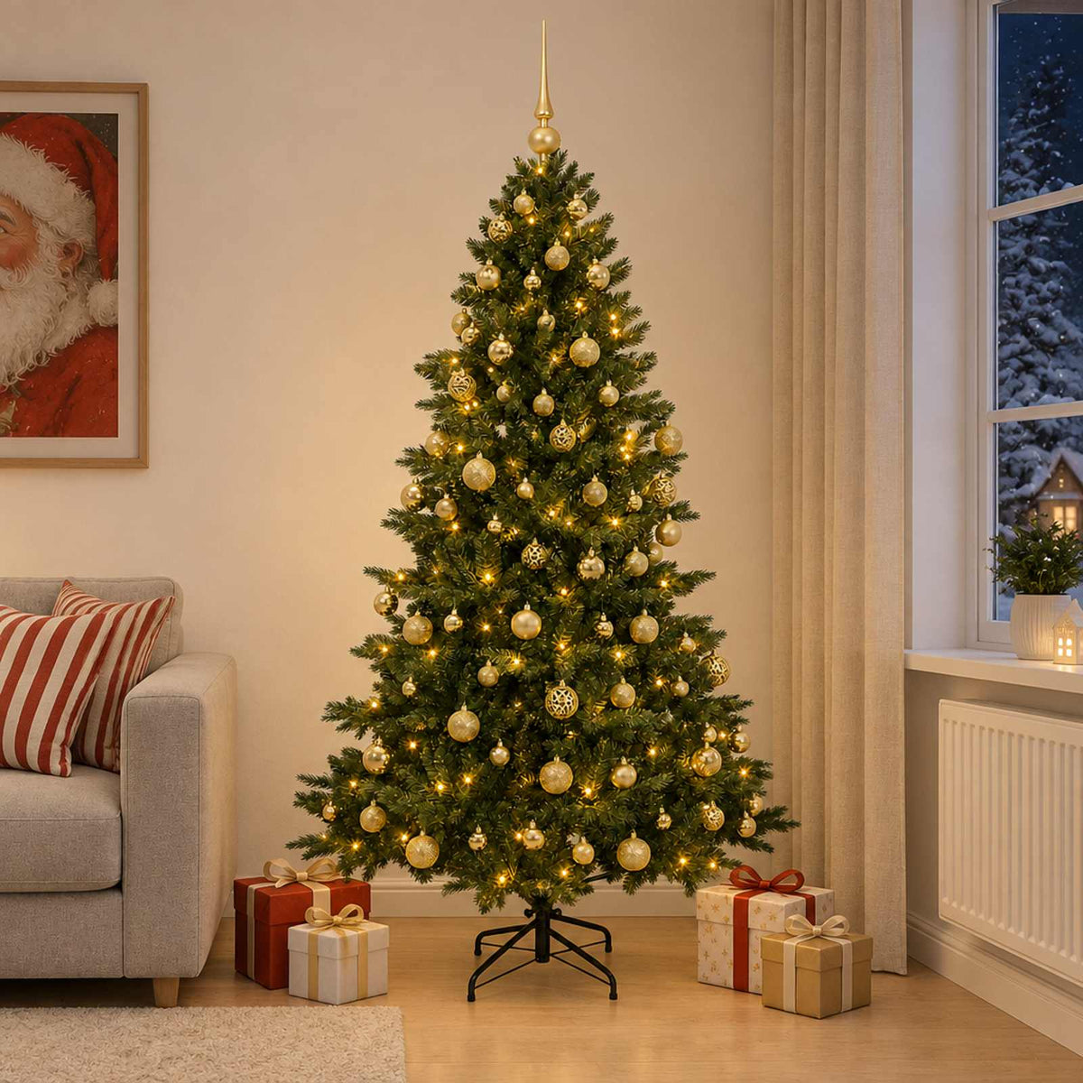 Dirbtinė kalėdinė eglutė su rutuliuku 210 cm 300 LED