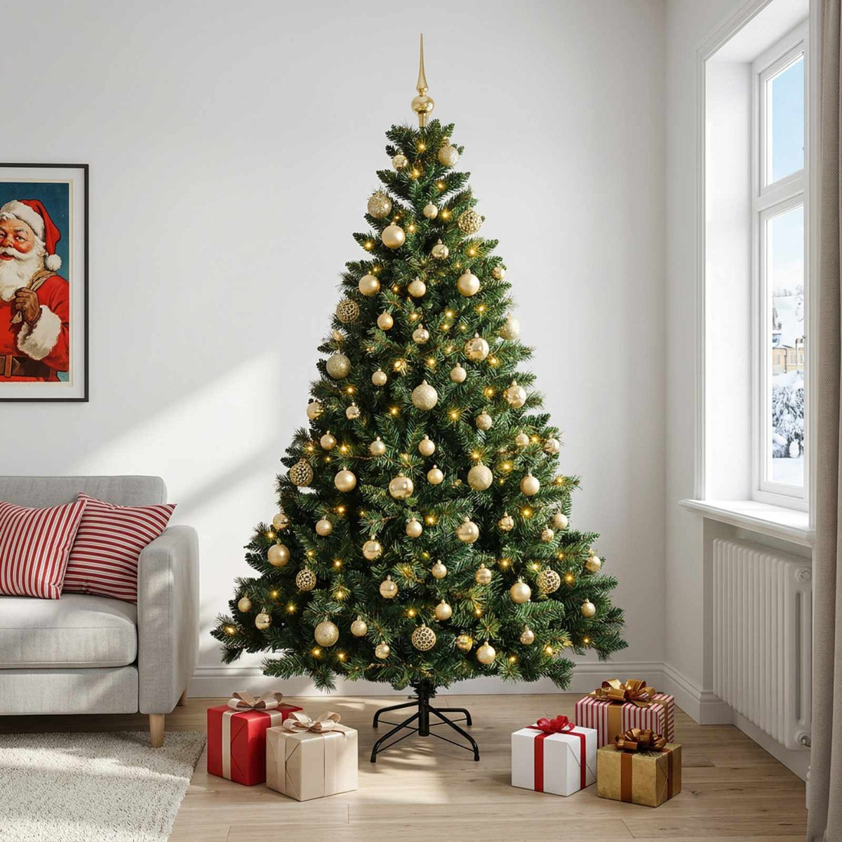 Dirbtinė Kalėdų eglutė su burbulais 210 cm 300 LED Šilta balta