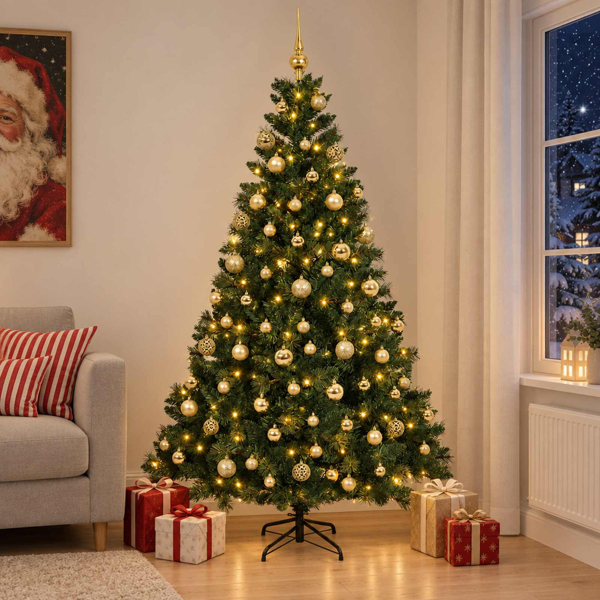 Dirbtinė Kalėdų eglutė su burbulais 210 cm 300 LED Šilta balta