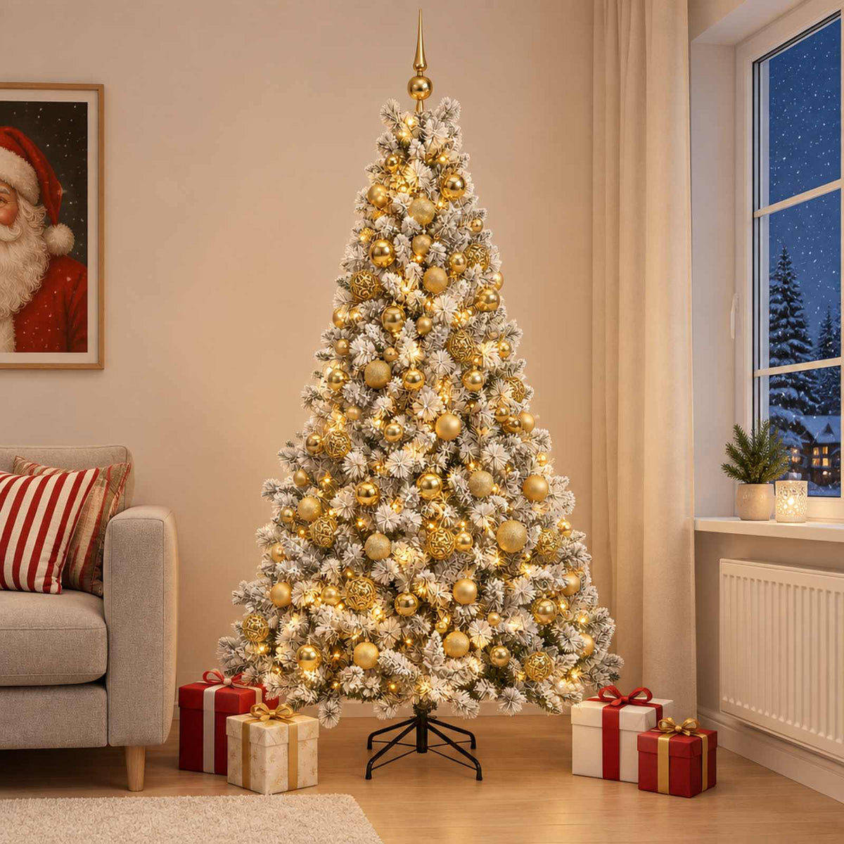 Dirbtinė Kalėdų eglutė su burbulais 180 cm 300 LED Šilta balta