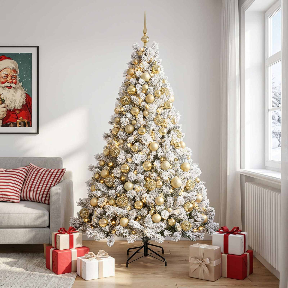 Dirbtinė Kalėdų eglutė su burbulais 180 cm 300 LED Šilta balta