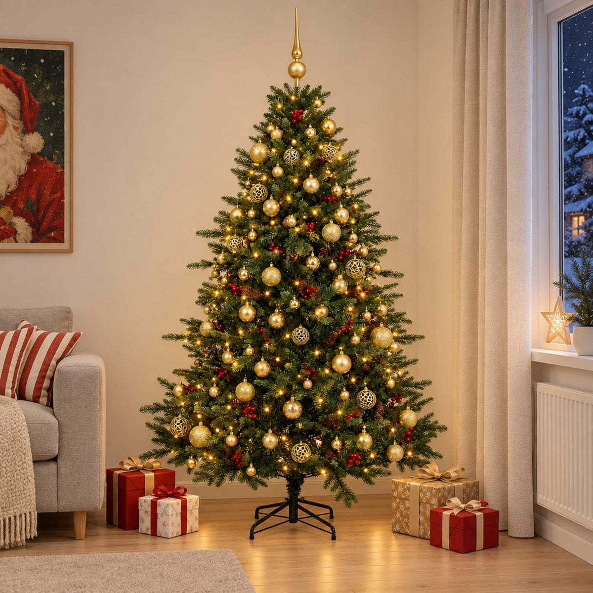 Dirbtinė kalėdinė eglutė su rutuliuku 210 cm 300 LED