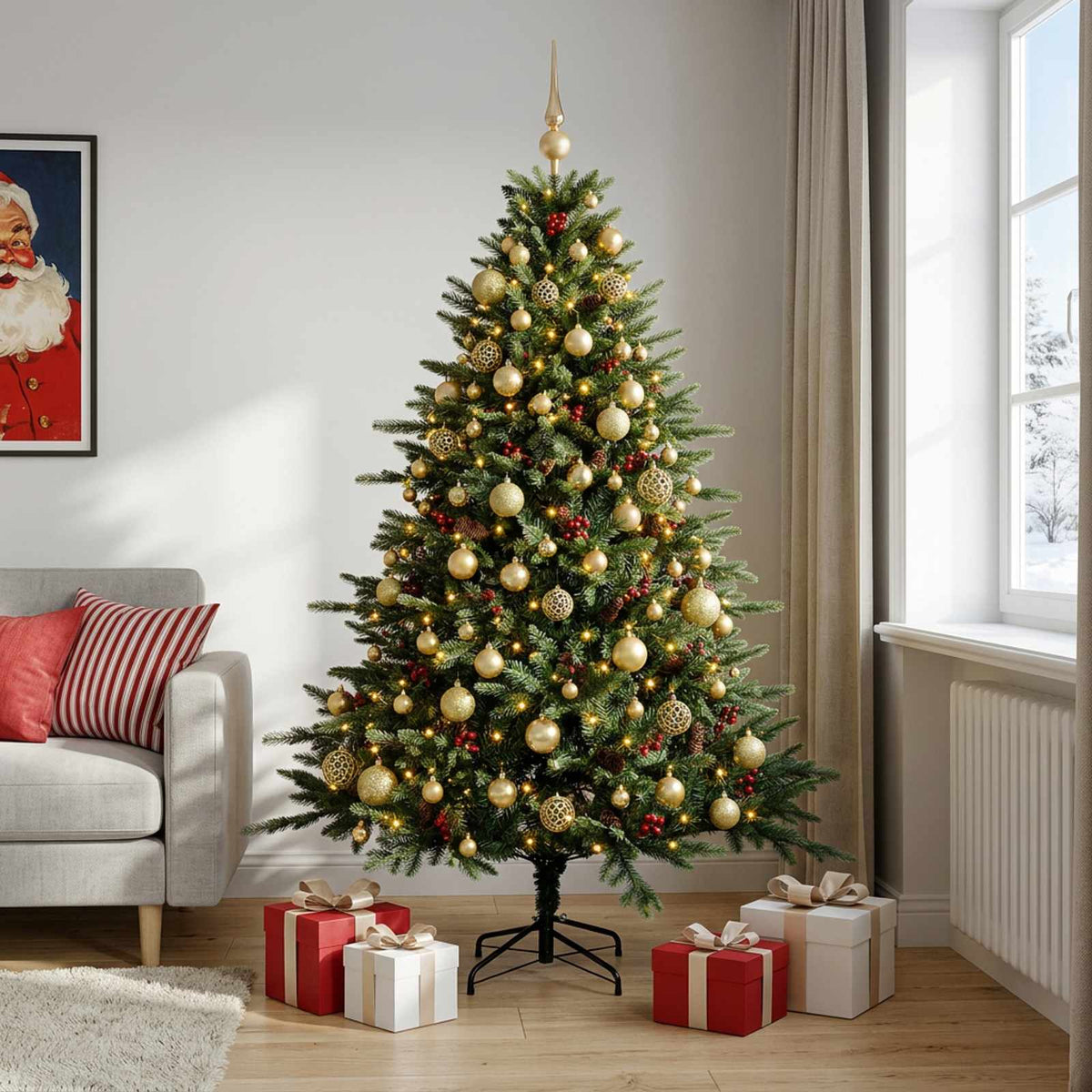 Dirbtinė kalėdinė eglutė su rutuliuku 180 cm 300 LED