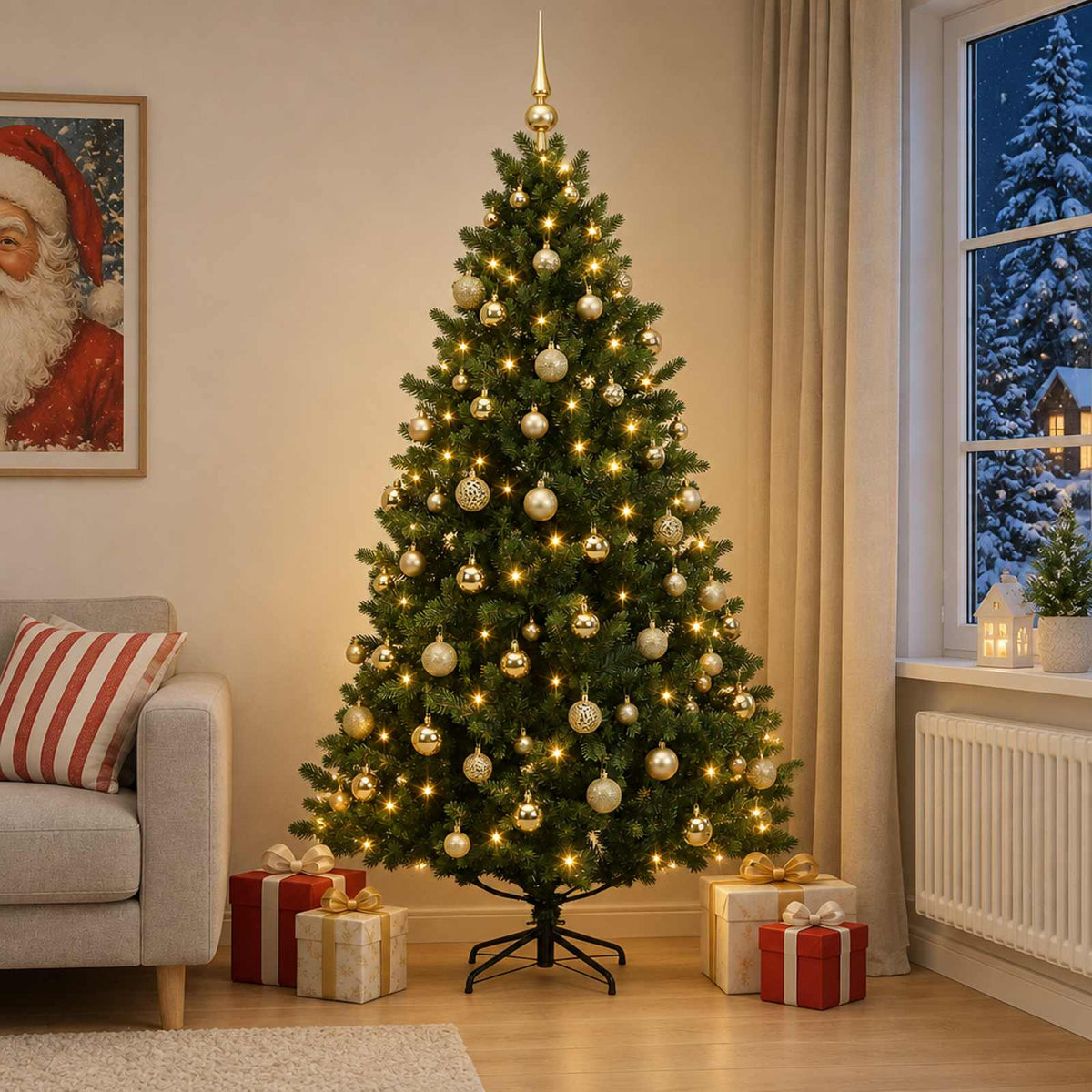 Dirbtinė kalėdinė eglutė su rutuliuku 240 cm 300 LED