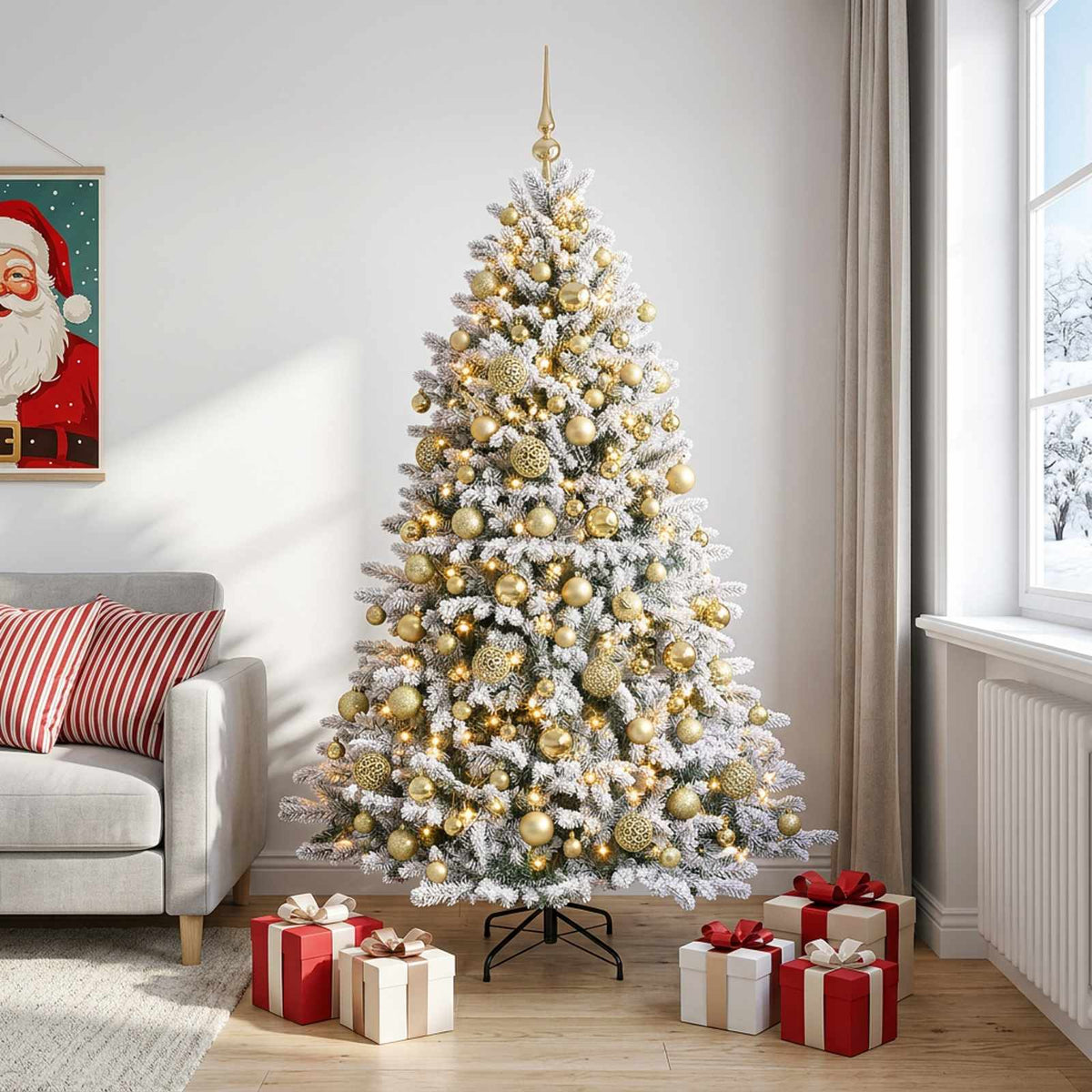 Dirbtinė Kalėdų eglutė su burbulais 240 cm 300 LED Šilta balta