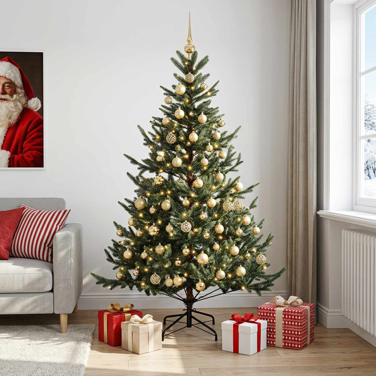 Dirbtinė kalėdinė eglutė su rutuliuku 180 cm 300 LED