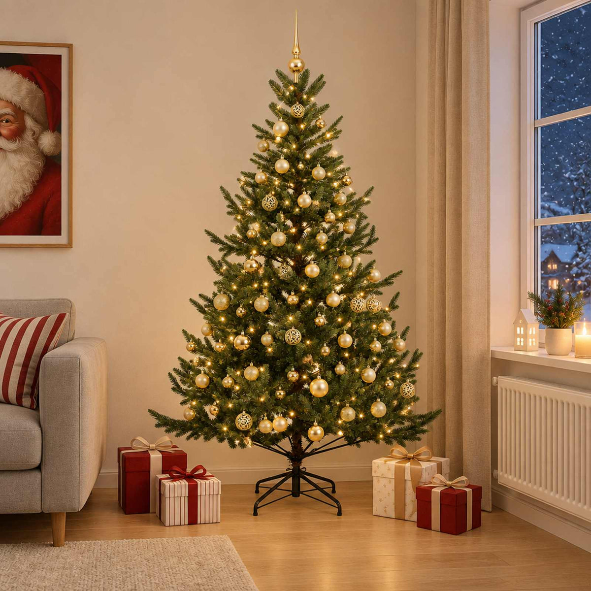 Dirbtinė kalėdinė eglutė su rutuliuku 180 cm 300 LED