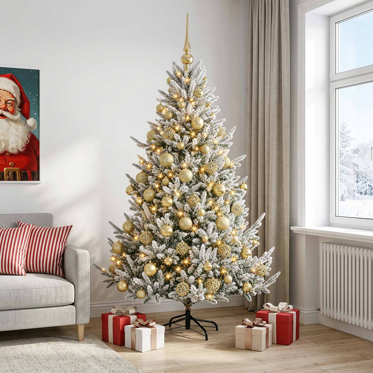 Dirbtinė kalėdinė eglutė su rutuliuku 180 cm 300 LED