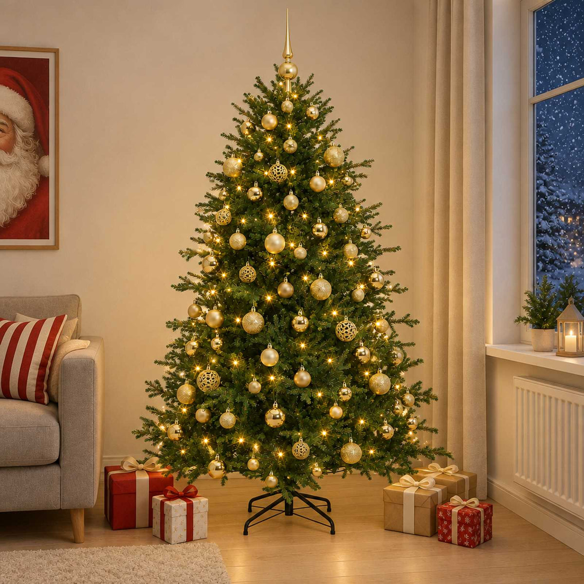 Dirbtinė kalėdinė eglutė su rutuliuku 210 cm 300 LED
